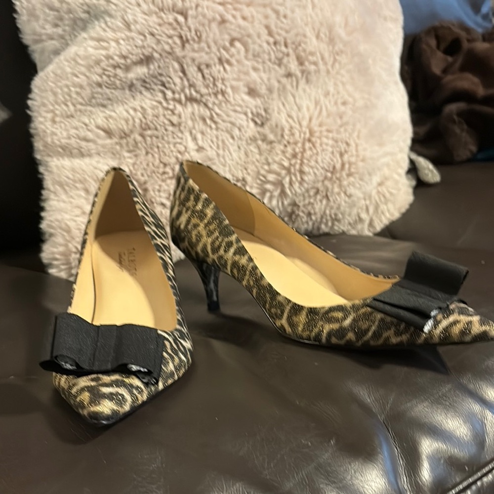 Leopard Print Kitten Heels with Bow